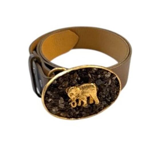 Swanky Belts Elephant Stone Buckle Leather Belt Medium 33-37 main image 6